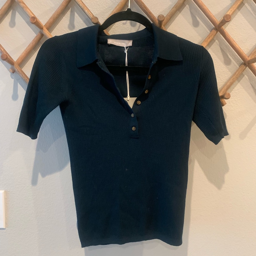 COPY - Everlane Ribbed Polo Tee in Green